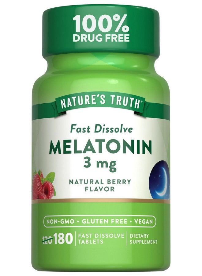 Nature's Truth Melatonin 3mg Fast Dissolve Tablets | 180 Count | Natural Berry Flavor | Vegan, Non-GMO & Gluten Free Supplement - Image 1