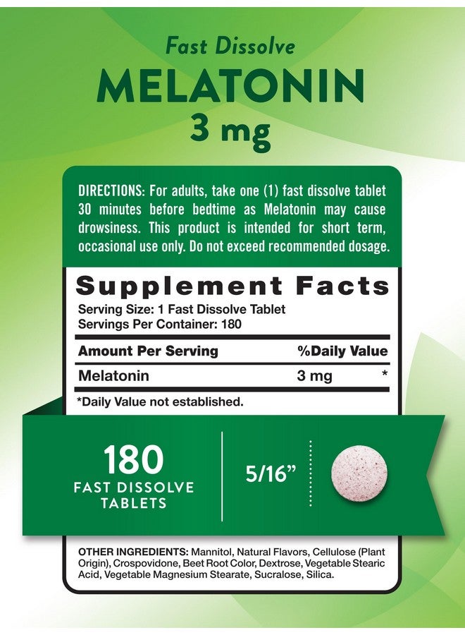 Nature's Truth Melatonin 3mg Fast Dissolve Tablets | 180 Count | Natural Berry Flavor | Vegan, Non-GMO & Gluten Free Supplement - Image 2