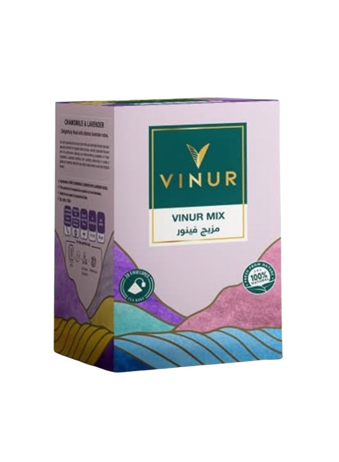 VINUR VINUR Organic Herbal Tea Mix – 20 Assorted Pyramidal Tea Bags - Image 1