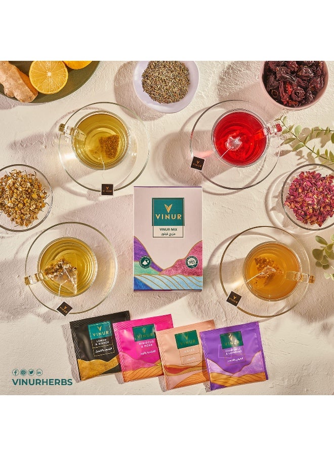 VINUR VINUR Organic Herbal Tea Mix – 20 Assorted Pyramidal Tea Bags - Image 4