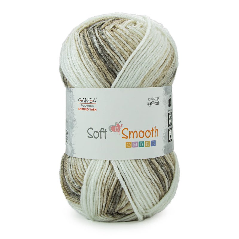 Ganga Acrowools Wool Soft N Smooth Ombre Intelligent Dk Weight Yarn with Super Soft&Smooth Texture,Comes with an Ombre Effect for Your Projects. Shade No-Sso001, Multicolor, 100 Gram - Image 3