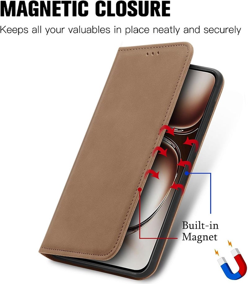 Cracedily Case for Oneplus Nord 4 Case, Premium Leather Flip Wallet Case with Card Slots and Horizontal Stand Function Magnet Coque Cover Protective Case for Oneplus Nord 4 5G, Brown - Image 2