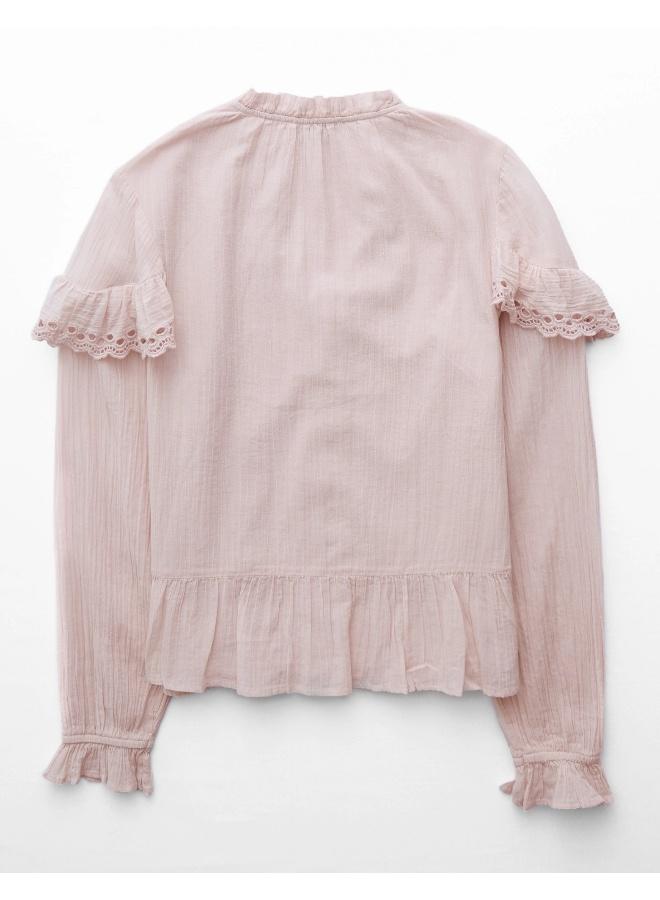 American Eagle AE Long-Sleeve Ruffle Peasant Blouse - Image 2