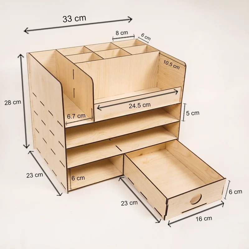 Notpa 11-Compartment Desktop Organizer with Drawers Document Shelf File Organizer Akça-Org2