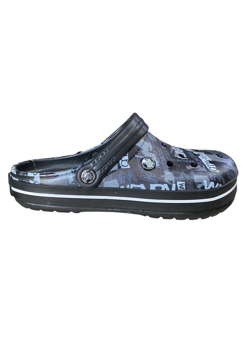 coco Men Clogs Comfortable Lightweight – Slip-On Casual Design – Black Graphic - Image 2