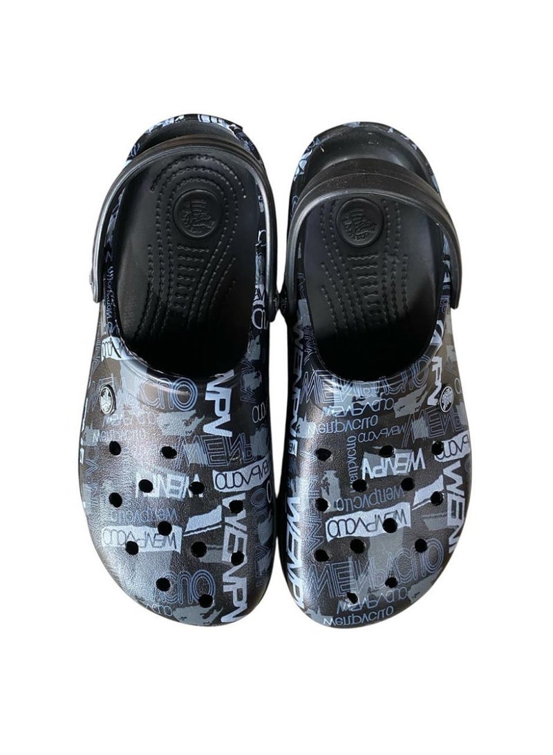 coco Men Clogs Comfortable Lightweight – Slip-On Casual Design – Black Graphic - Image 3