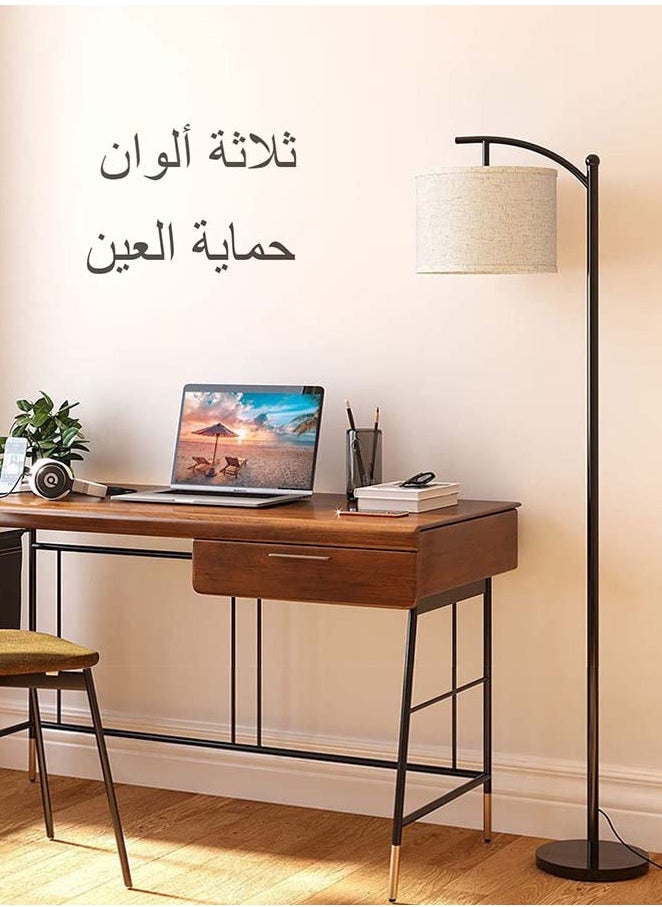 Sumkyle - Modern Retro Warm LED Floor Lamp With White Light3 Colors Adjustable Standing Lamp With Hanging Linen Light For Living Room Bedroom Office Soft Light - Image 1