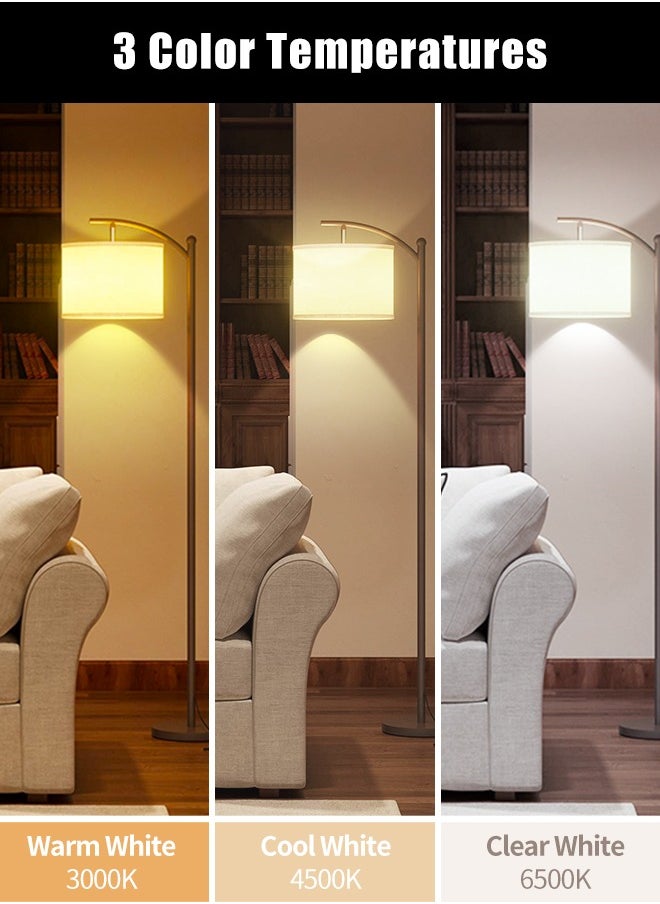 Sumkyle - Modern Retro Warm LED Floor Lamp With White Light3 Colors Adjustable Standing Lamp With Hanging Linen Light For Living Room Bedroom Office Soft Light - Image 1