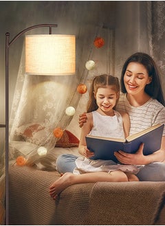 Sumkyle Modern Retro Warm LED Floor Lamp With White Light3 Colors Adjustable Standing Lamp With Hanging Linen Light For Living Room Bedroom Office Soft Light  - Image 2