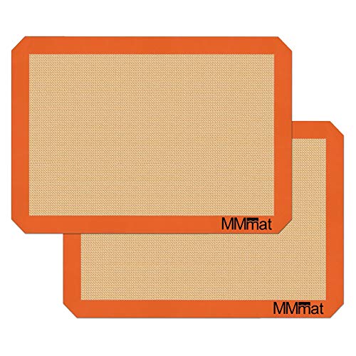 MMmat Silicone Baking Mat  Best German Silicone  Non Slip Silicone Baking Sheet Non Stick Reusable Silicone Mats for Baking Oven Liner Counter Mat  Half Sheet Baking Mat Set of 2