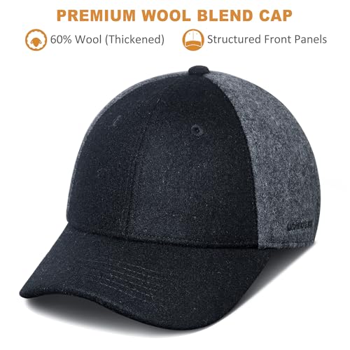 GADIEMKENSD Winter Baseball Caps Wool Dad Hat Warm Trucker Hats Work Cap Workout Thick for Mens Womens Black Grey - Image 2