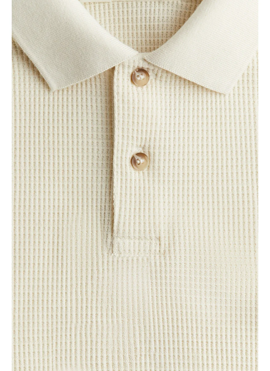 H&M Waffled Jersey Polo Shirt