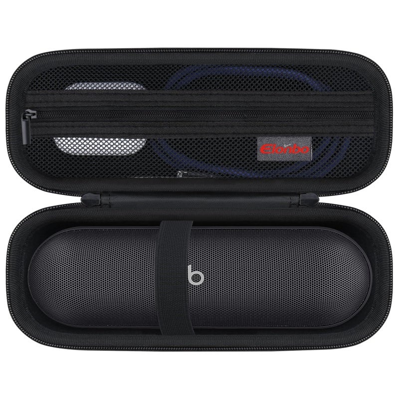 Elonbo Carrying Case for Beats Pill Portable Bluetooth Speaker Beats Pill Waterproof Bluetooth Speaker Hard Travel Bag Storage Cover Holder Mesh Pocket Fits Charger Black - Image 2