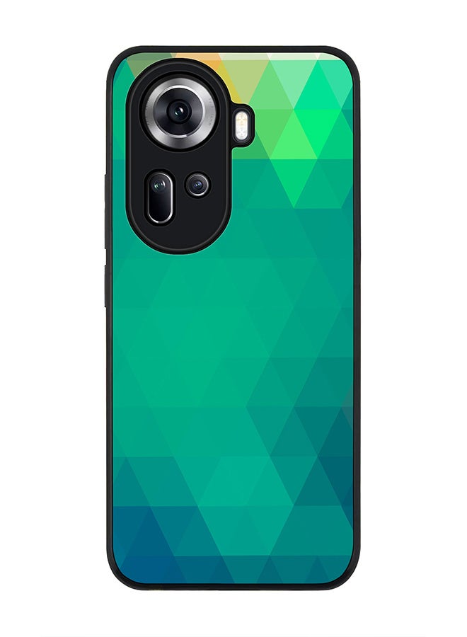Stylizedd Rugged Black Edge Case for Oppo Reno11, Slim fit Soft Case Flexible Rubber Edges Anti Drop TPU Gel Thin Cover -  Emerald Prism - Image 1