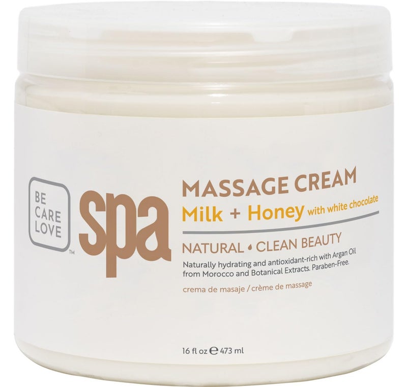 BCL SPA Massage Cream Organic Milk Honey with White Chocolate Body Lotion Shea Butter Aloe Vera Arnica Peppermint Kelp Tea Tree Olive Argan and Jojoba Oils HomeProfessional Use 16 fl oz