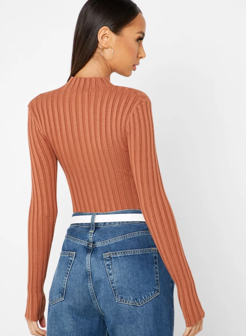 FOREVER 21 Mock Neck Ribbed Body