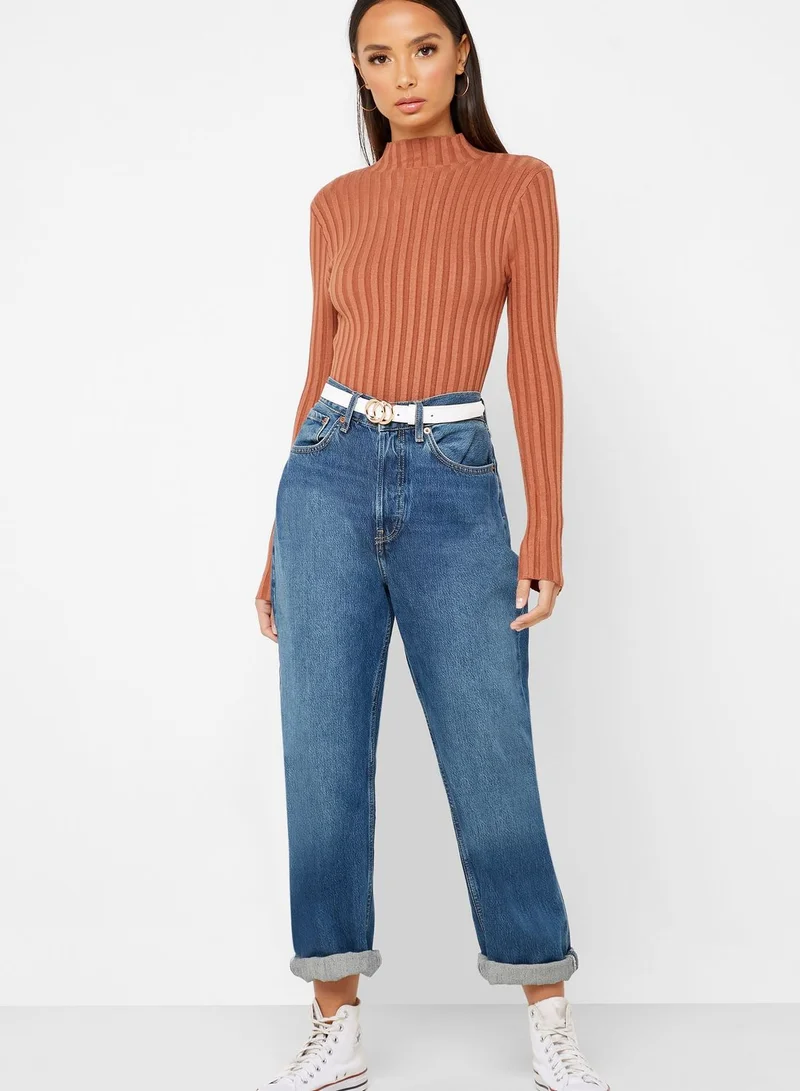 FOREVER 21 Mock Neck Ribbed Body