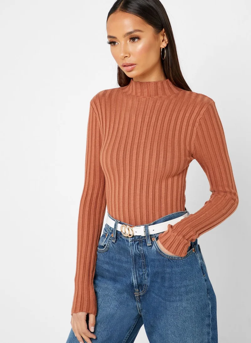 FOREVER 21 Mock Neck Ribbed Body
