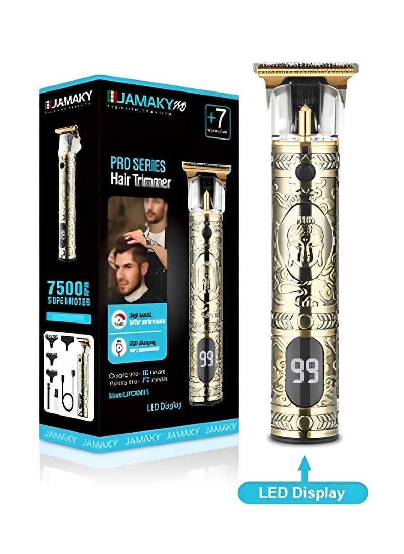 JAMAKY Italy Electric Pro Series Cordless Hair & Beard Trimmer for Men with Italian technology - Stainless Blades, 7 Combs, 5W, USB - 7500Rpm  - Image 1