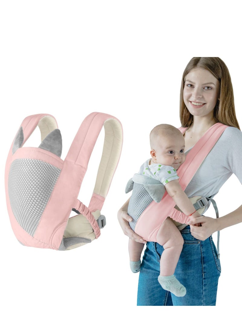 NIBEMINENT Baby Carrier, Multi-Functional 9 in 1 Backpack Shoulder Strap Grid Breathable Infant Sling for 3-36 Month to Toddler Girl and Boy 7-40 lbs (Pink) - Image 1