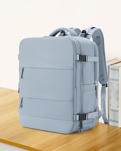 coowoz Large Travel Backpack Carry On for Women Man Waterproof Gym Backpack with Laptop Compartment Mochila de Viaje Teacher Personal Item Backpacks Rucksack Airplane Accessories Must Haves Gray Blue - Image 2