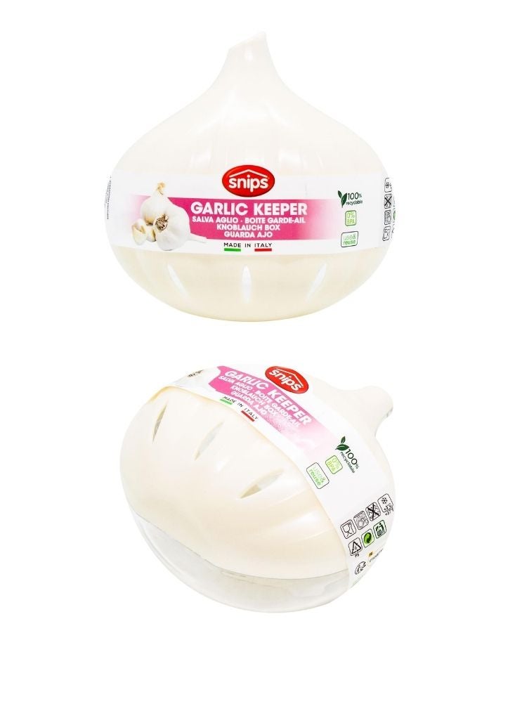 Snips Garlic Keeper Container – White Garlic-Shaped Storage Box