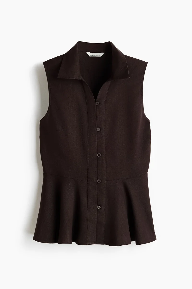 H&M Sleeveless linen-blend shirt