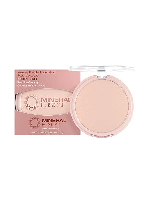 Mineral Fusion Mineral Fusion Pressed Powder Foundation, Cool 1 - Fair Skin w/ Pink/Red Undertones, Age Defying Foundation Makeup with Matte Finish, Talc Free Face Powder, Hypoallergenic, Cruelty-Free, 0.32 Oz 