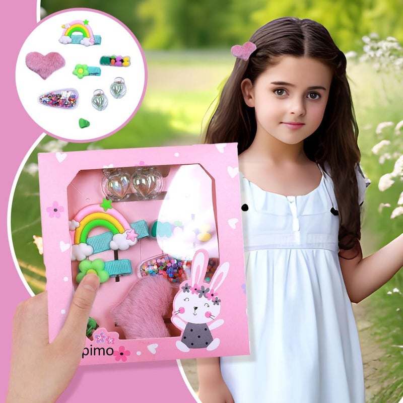 kapimo 8 pcs Hair Clips for Baby Girls Toddlers Assorted Stylish Fashion Kids Hair Accessories Gift Set Box (GREEN) - Image 4