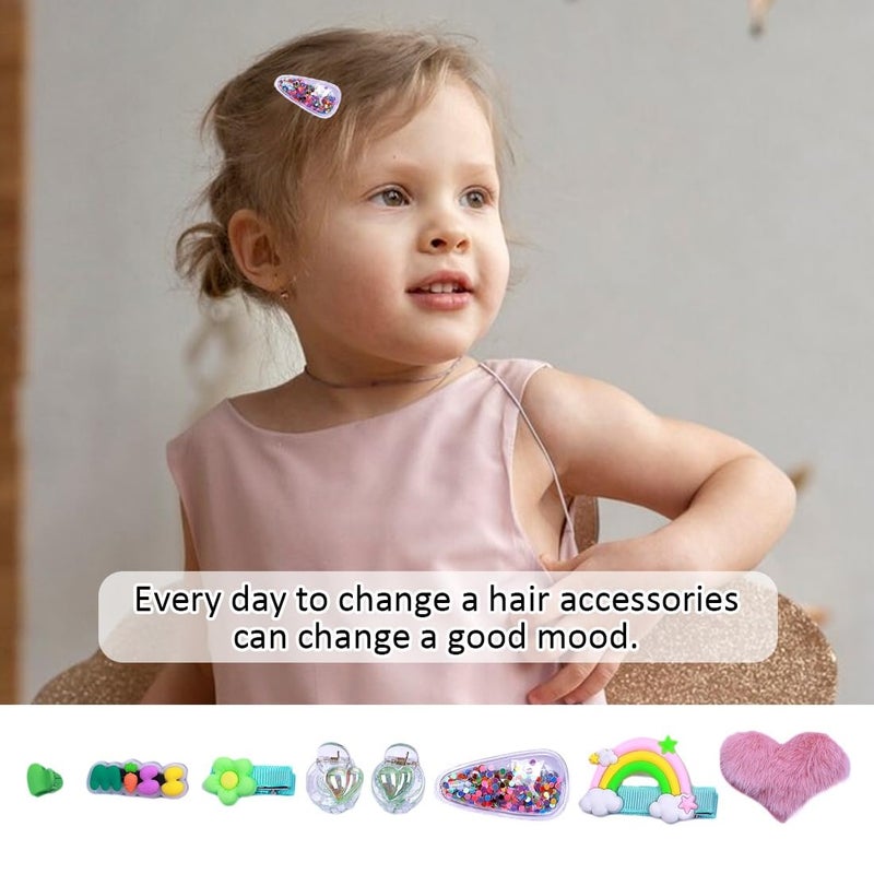 kapimo 8 pcs Hair Clips for Baby Girls Toddlers Assorted Stylish Fashion Kids Hair Accessories Gift Set Box (GREEN) - Image 5