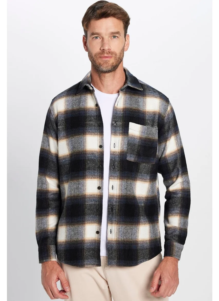 Tudors Men's Classic Fit Regular Cut Lumberjack Single Pocket Winter Shirt