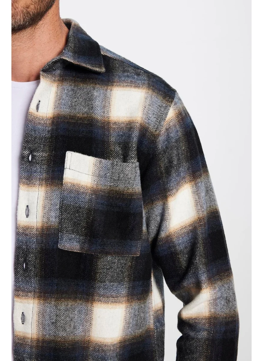 Tudors Men's Classic Fit Regular Cut Lumberjack Single Pocket Winter Shirt