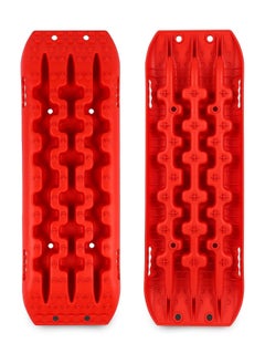 Recovery Traction Tracks Mat for 4x4 Off Road Sand Snow Mud Track Tire Ladder Slim Set of 2 Red