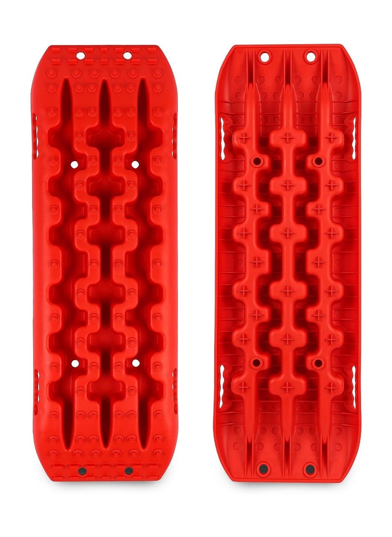 PENG GENERAL - Recovery Traction Tracks Mat for 4x4 Off Road Sand Snow Mud Track Tire Ladder Slim Set of 2 Red - Image 1