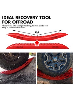PENG GENERAL Recovery Traction Tracks Mat for 4x4 Off Road Sand Snow Mud Track Tire Ladder Slim Set of 2 Red  - Image 2