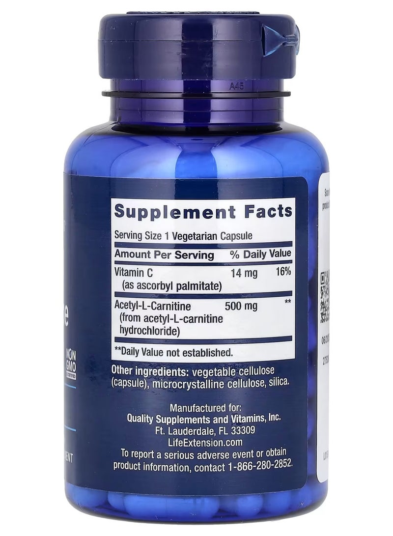لايف إكستنشن Life Extension، أسيتيل-إل-كارنيتين، 500 ملغ، 100 كبسولة نباتية - Image 2