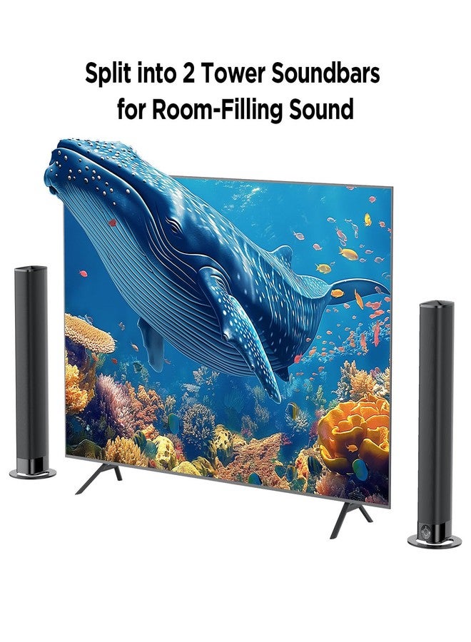 Assistrust Sound Bar for Smart TV, Soundbar with Bluetooth/ARC/Opt/AUX Connect, Auto Volume Boost, 3 Equalizer Modes, 2 in 1 Detachable Soundbar for TV/PC/Gaming/Projectors - Image 2