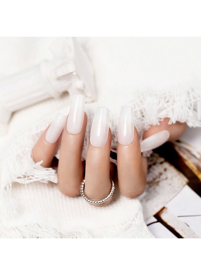 RARJSM Rubber Base Milky White,Builder Extension Gel,Gel Builder Soft White,Rubber Base Coat Gel Nail Polish 15ml Natural White Nail Strengthener Soak Off Curing Requires 1 Bottle for Home Salon DIY - Image 3