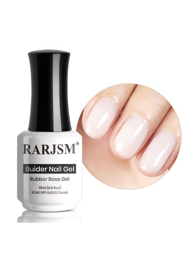 RARJSM Rubber Base Milky White,Builder Extension Gel,Gel Builder Soft White,Rubber Base Coat Gel Nail Polish 15ml Natural White Nail Strengthener Soak Off Curing Requires 1 Bottle for Home Salon DIY - Image 1