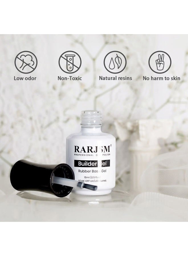 RARJSM Rubber Base Milky White,Builder Extension Gel,Gel Builder Soft White,Rubber Base Coat Gel Nail Polish 15ml Natural White Nail Strengthener Soak Off Curing Requires 1 Bottle for Home Salon DIY - Image 2