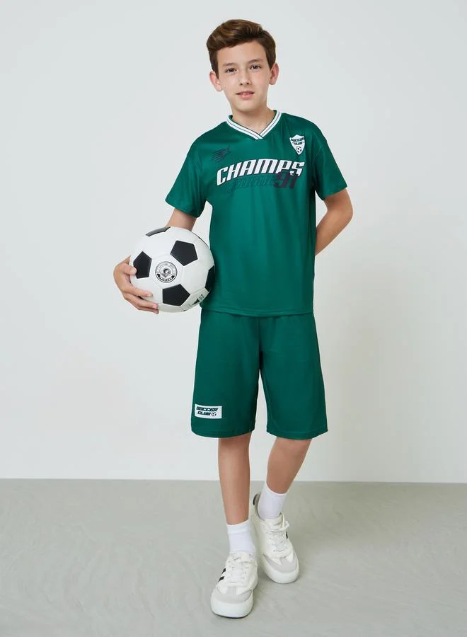 ستايلي Teens V Neck Sports Jersey T-Shirt And Shorts Set