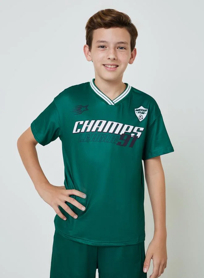 ستايلي Teens V Neck Sports Jersey T-Shirt And Shorts Set