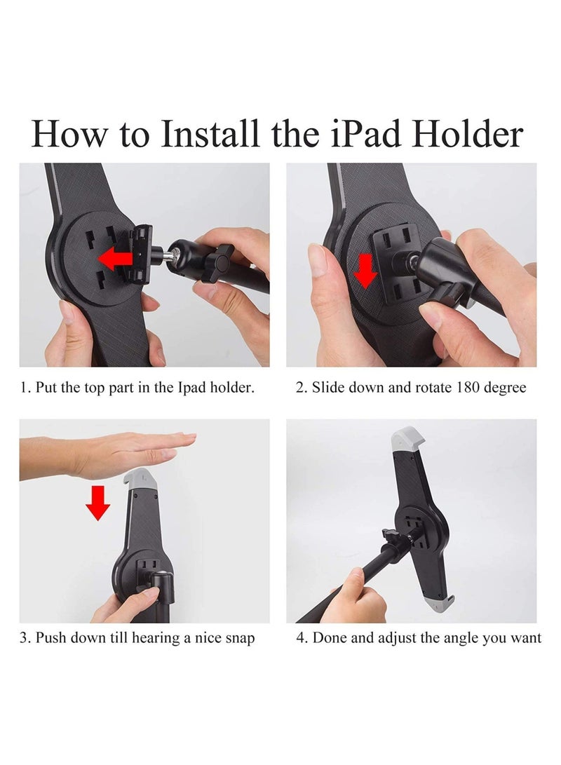 ELTRAZONE IPad and Mobile Phone Tripod Stand,Height Adjustable 20 to 60 Inch with 360 Degree Rotating Tablet Holder for iPad Air,iPad Pro and More 9.5 to 14.5 Inch Tablets - Image 5