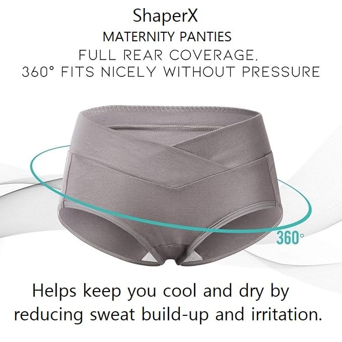 SHAPERXPregnancy Low Waist Underwear – Cotton Maternity Panty with Full Back Coverage - Image 2