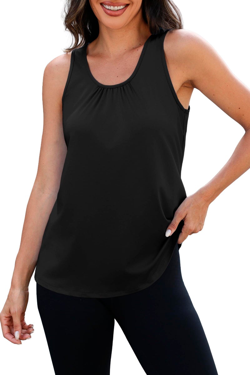NIASHOT Racerback Tank Tops for Women Lightweight Yoga Shirt Workout Tanks Loose Fitting Casual Gym Shirts Athletic Essentials Black S - Image 3