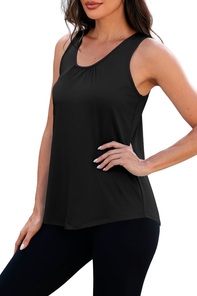 NIASHOT Racerback Tank Tops for Women Lightweight Yoga Shirt Workout Tanks Loose Fitting Casual Gym Shirts Athletic Essentials Black S - Image 4