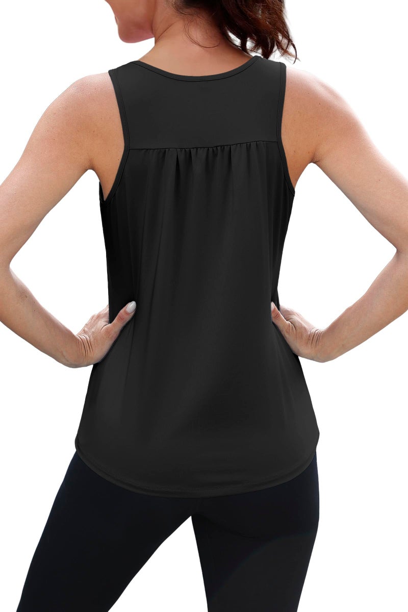 NIASHOT Racerback Tank Tops for Women Lightweight Yoga Shirt Workout Tanks Loose Fitting Casual Gym Shirts Athletic Essentials Black S - Image 5