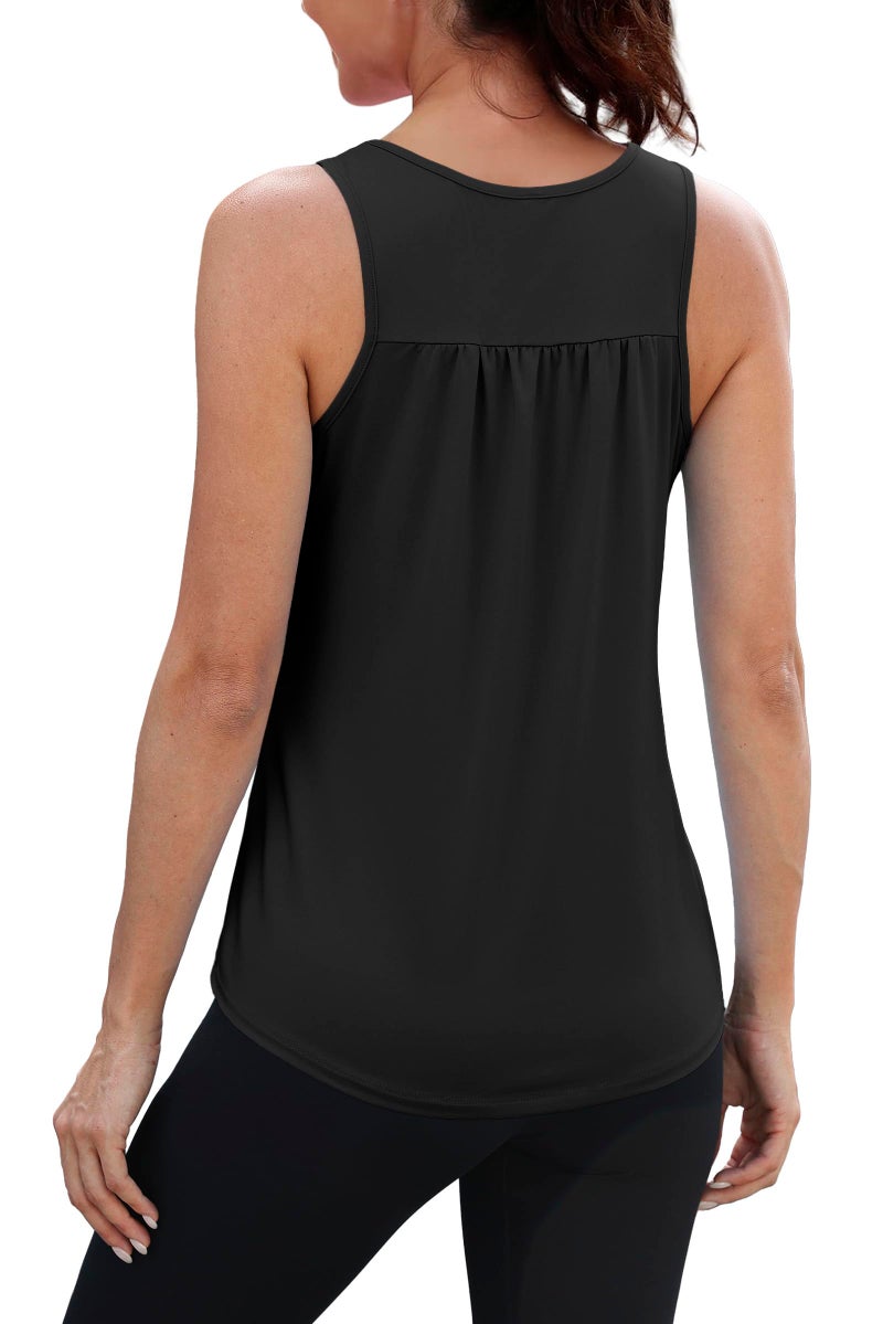 NIASHOT Racerback Tank Tops for Women Lightweight Yoga Shirt Workout Tanks Loose Fitting Casual Gym Shirts Athletic Essentials Black S - Image 1