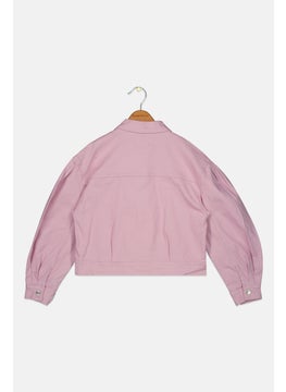Levi's Kids Girl Spread Collar Solid Denim Jacket, Pink  - Image 2
