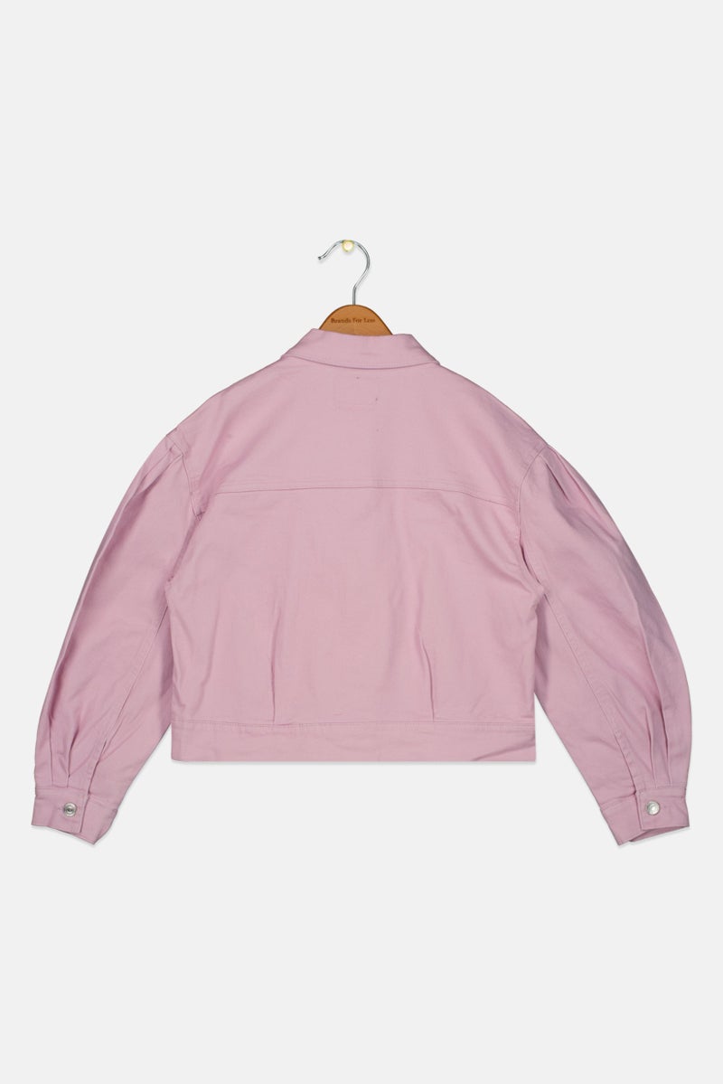 Levi's Kids Girl Spread Collar Solid Denim Jacket, Pink - Image 2